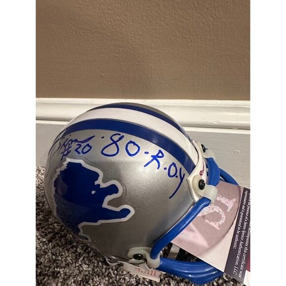 Billy Simms signed "80 ROY" autographed Detroit Lions Vintage Mini Helmet JSA - Picture 3 of 4